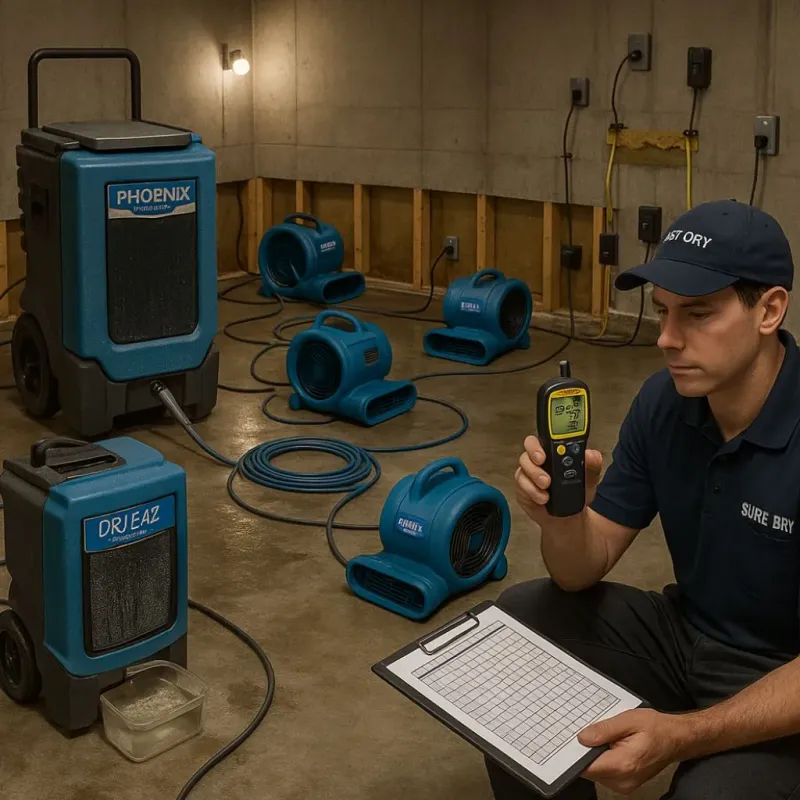 Structural Drying and Dehumidification process in Frisco, TX
